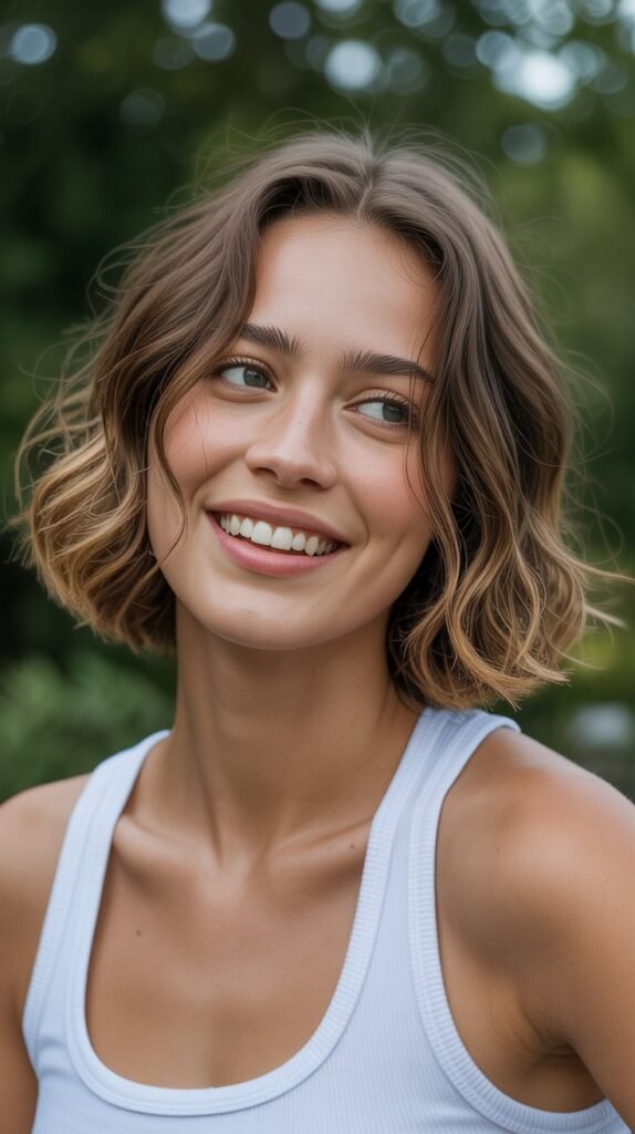 22. Choppy Bob with Air-Dried Texture