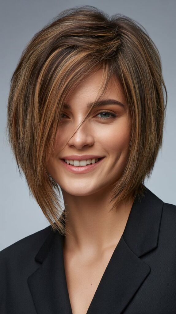 26. Layered Long Bob with Asymmetrical Cut