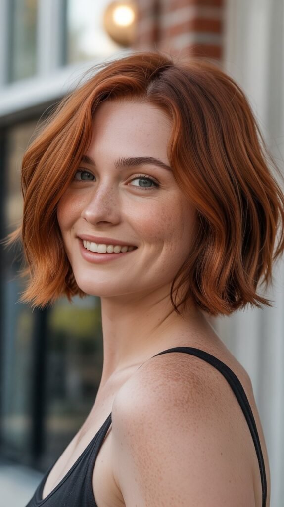 27. Choppy Bob with Soft Auburn Color