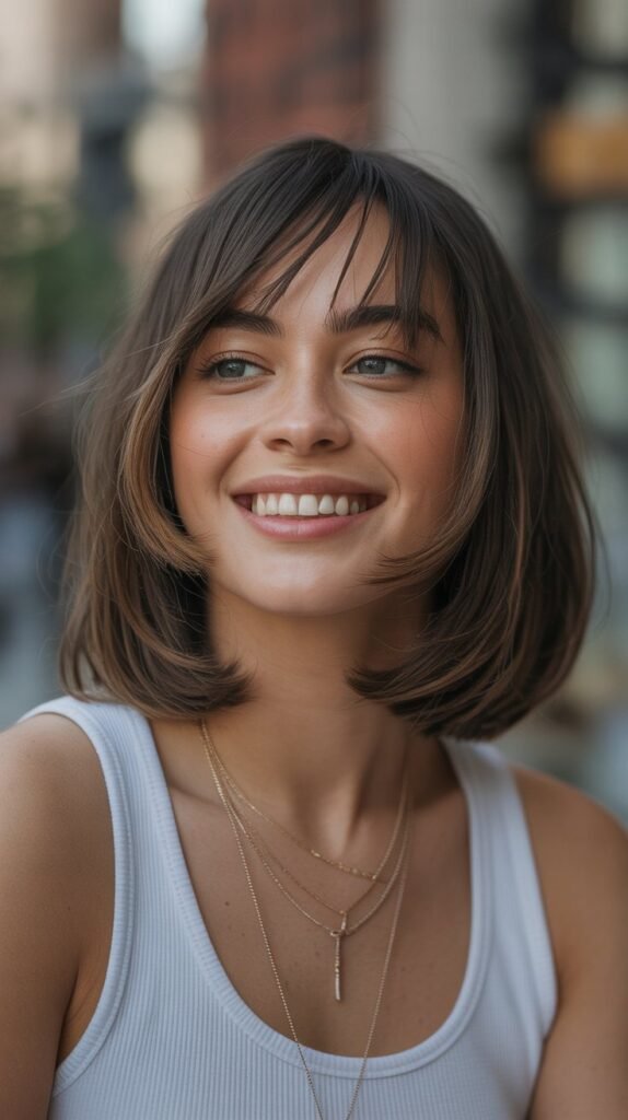 Long Bob with Edgy Asymmetrical Bangs
