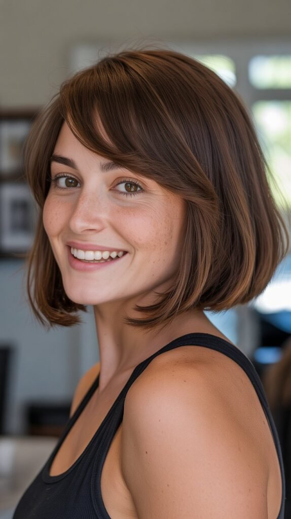  Long Bob with Side-Swept Bangs