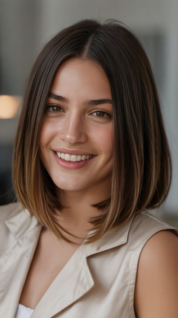  Sleek Straight Long Bob with Middle Part