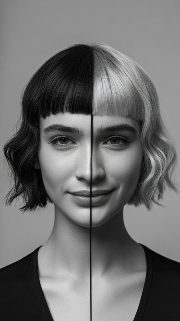 Disconnected Choppy Bob with Blunt Micro Bangs