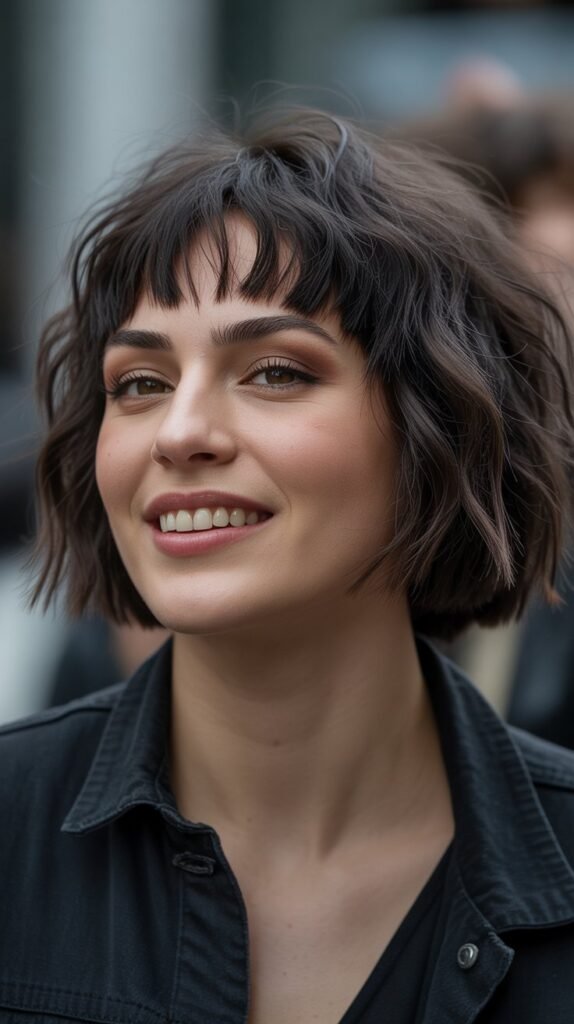 24. Choppy Bob with Uneven Punk-Inspired Bangs
