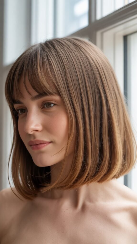 10. Long Bob with Curtain Bangs