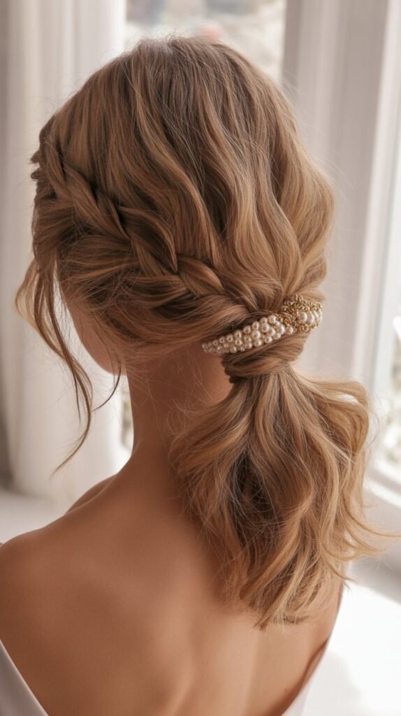 20. Romantic Low Ponytail with Wrap