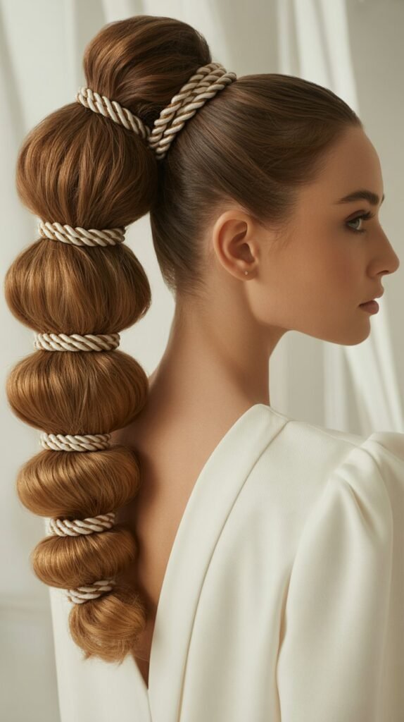 22. Curly Ponytail with Twisted Details