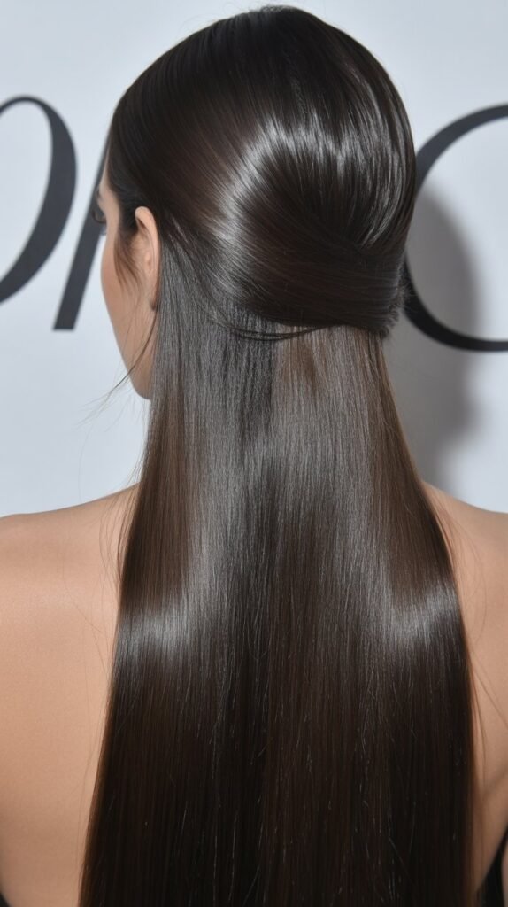 5. Sleek and Straight Half-Up