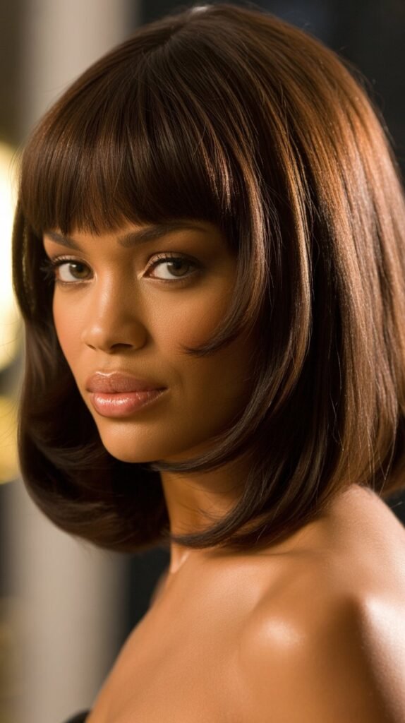14. Long Bob with Swooped Bangs