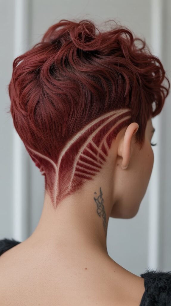17. Wavy Pixie with Nape Design