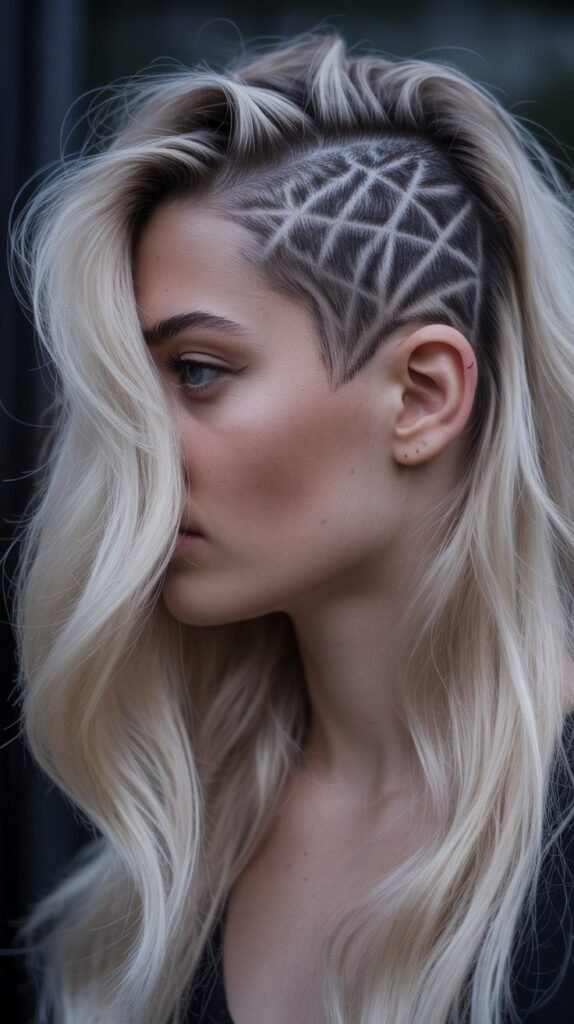 30. Long Hair with Undercut Hidden Design