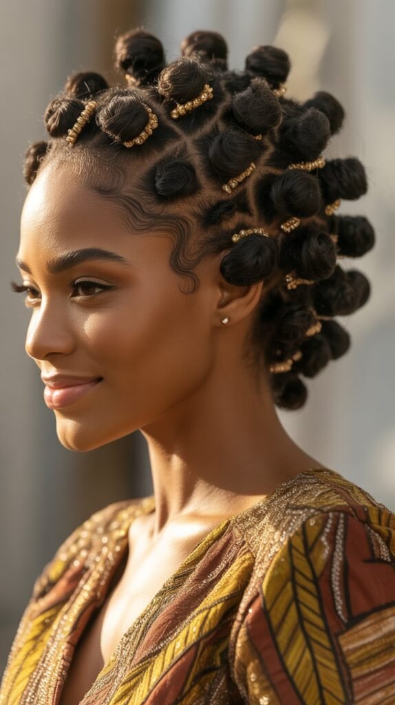 20. Curly Bantu Knot Updo