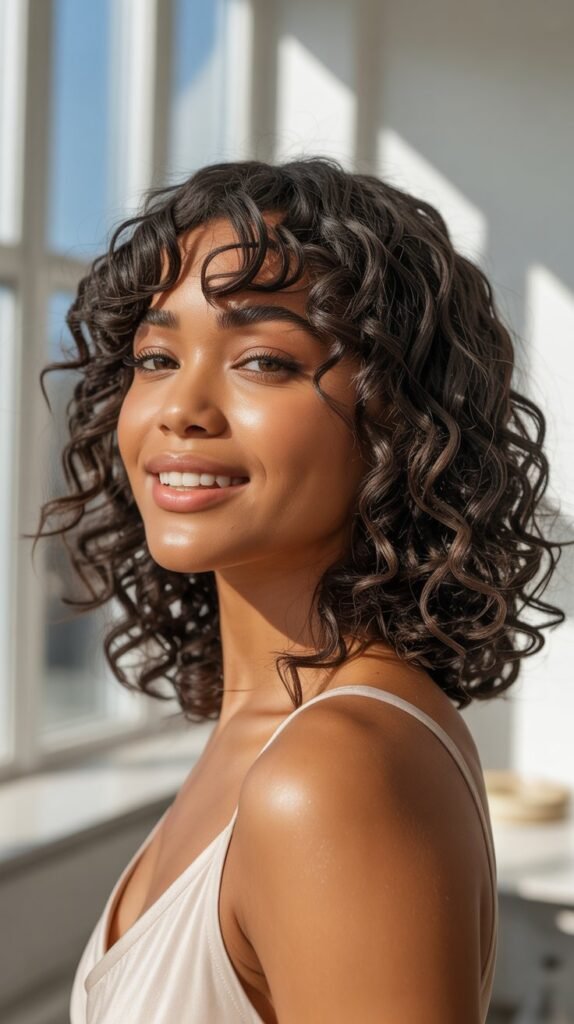 5. Sleek Long Bob with Baby Bangs