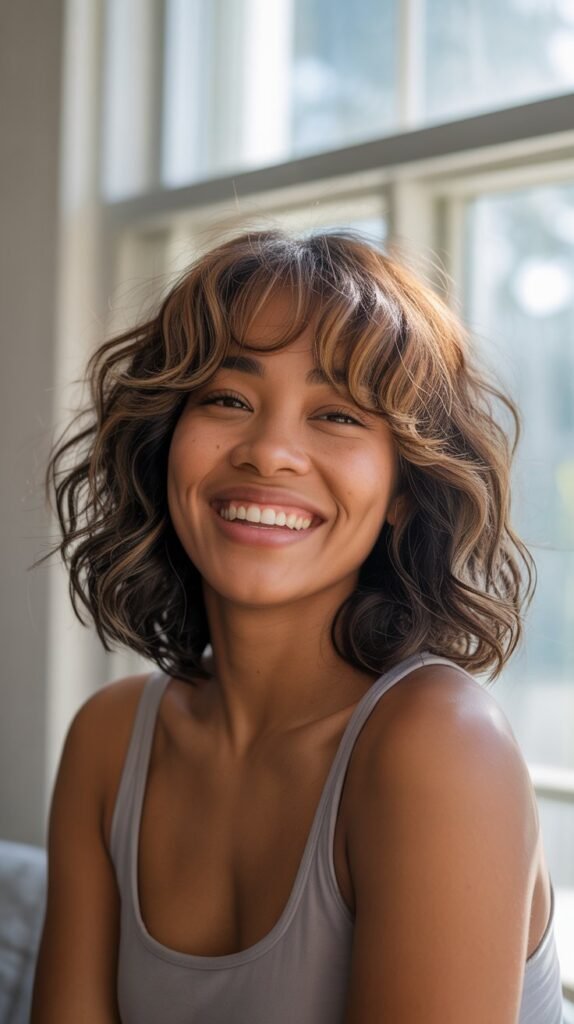 17. Tousled Long Bob with Messy Bangs