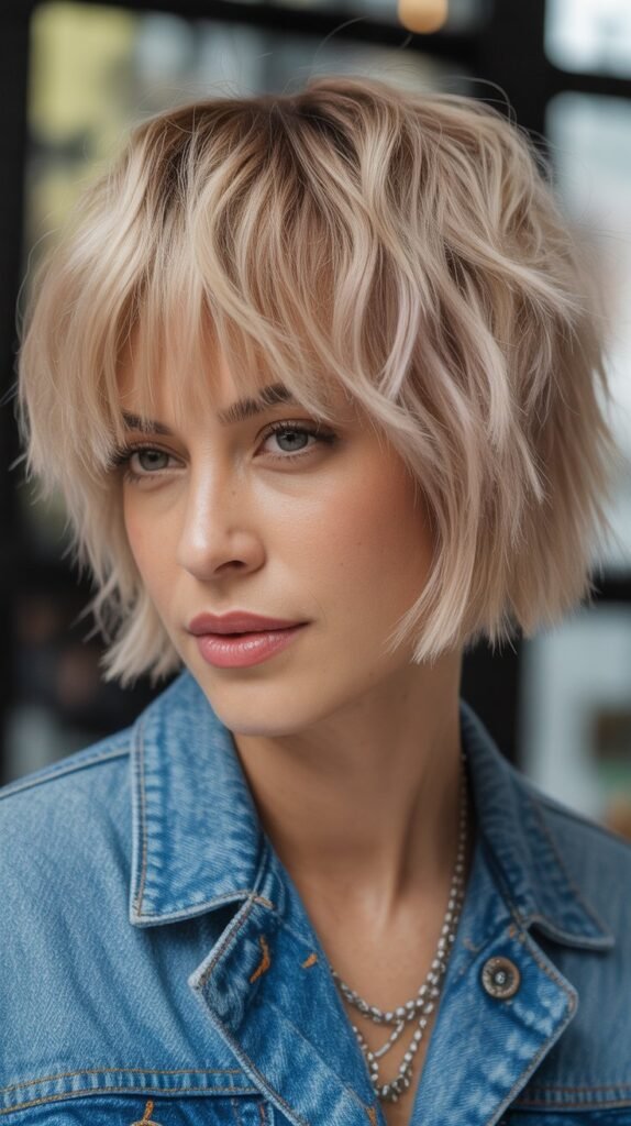 25. Choppy Bob with Razored Bangs