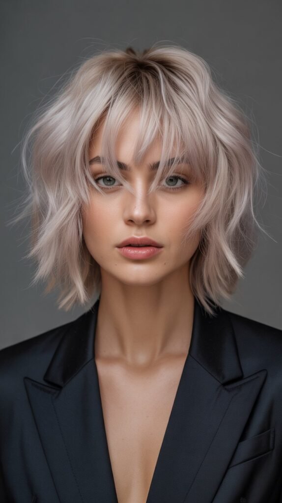 30. Choppy Bob with Dramatic Statement Bangs