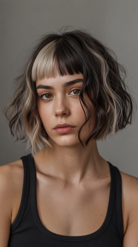 19. Choppy Bob with Split Bangs