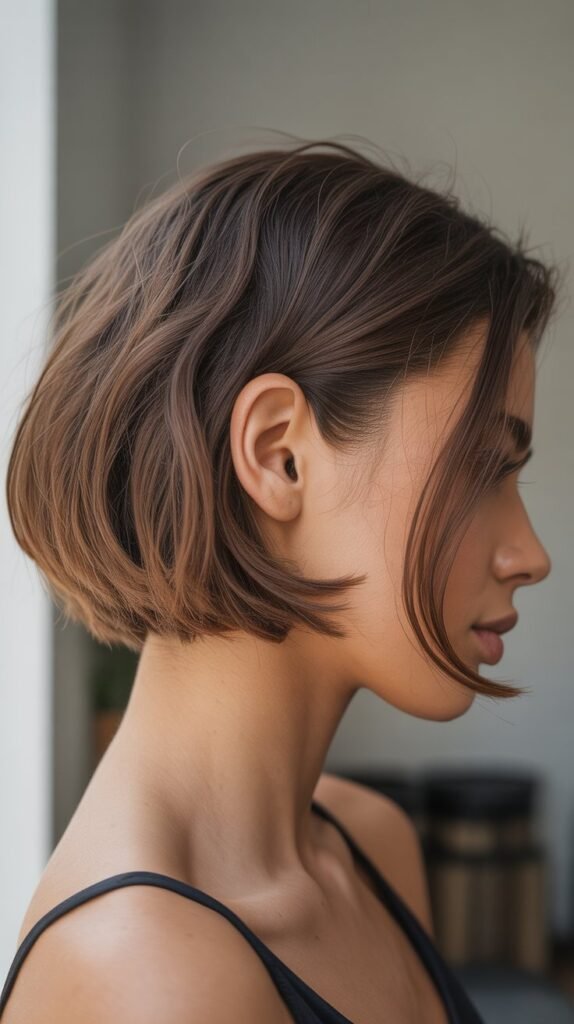 26. Choppy Bob with Tucked Behind Ears Styling