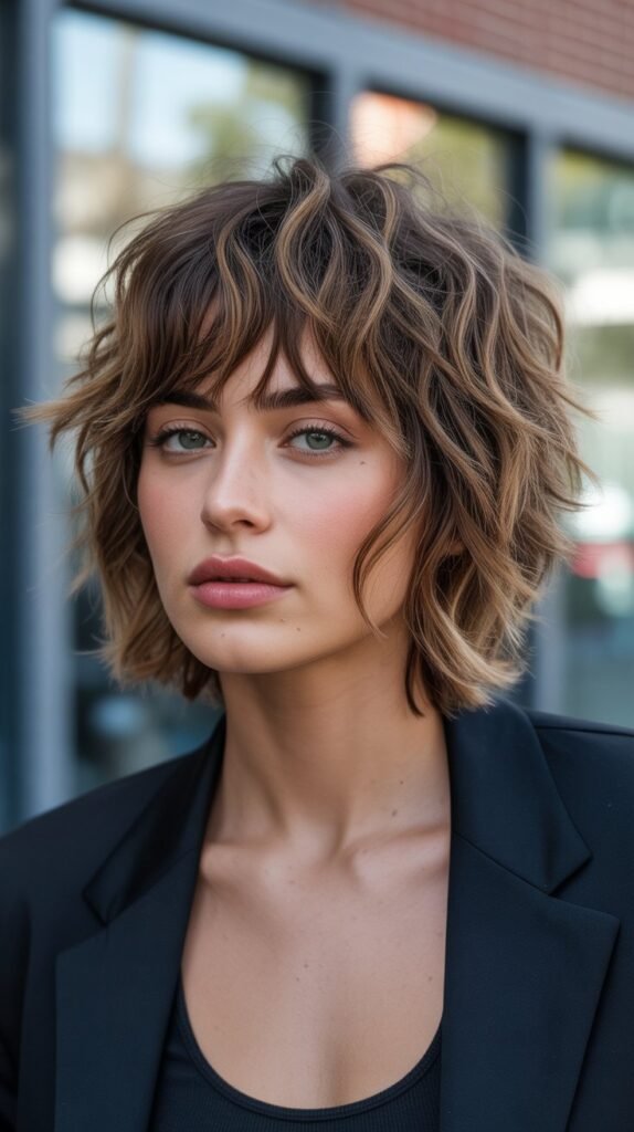 11. Shaggy Choppy Bob with Choppy Bangs