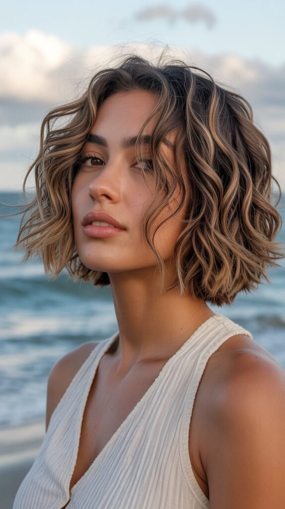 7. Wavy Choppy Bob for Natural Texture