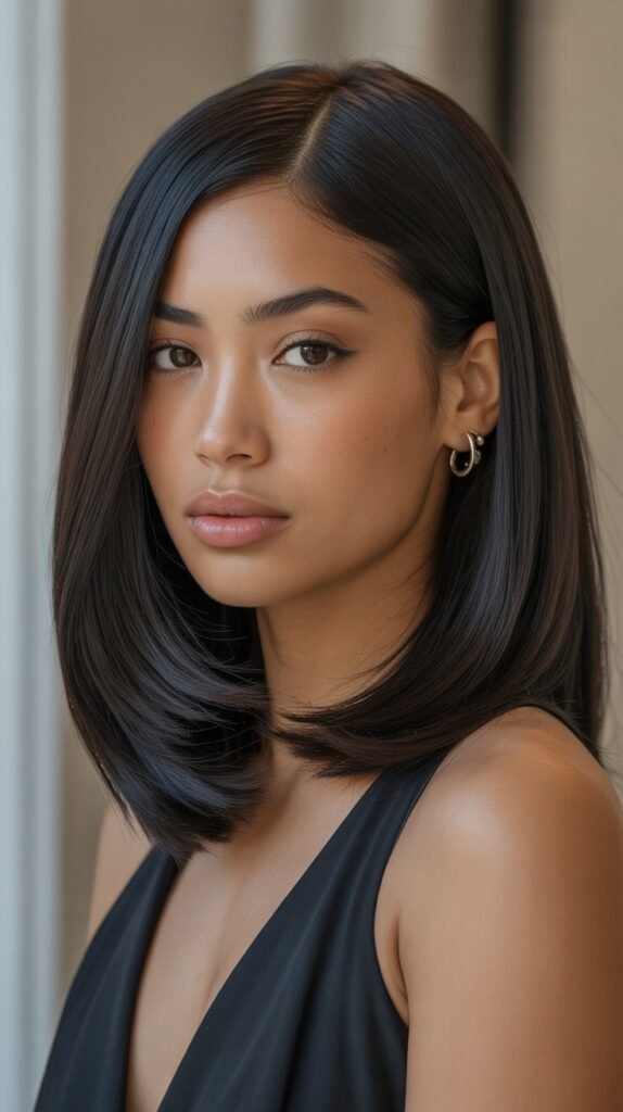 Polished Long Bob with Glossy Finish