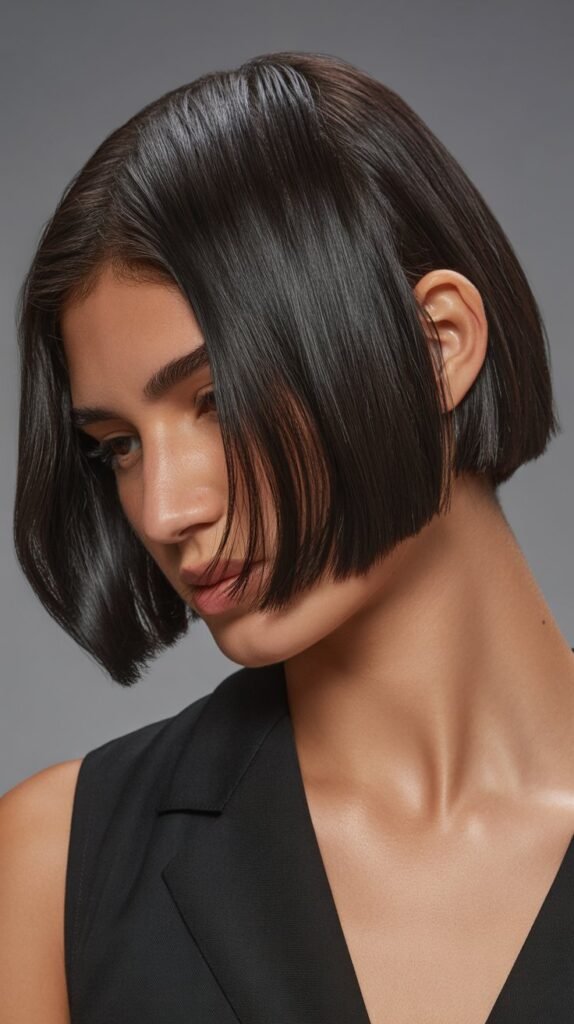 9. Blunt Choppy Bob with Internal Layers