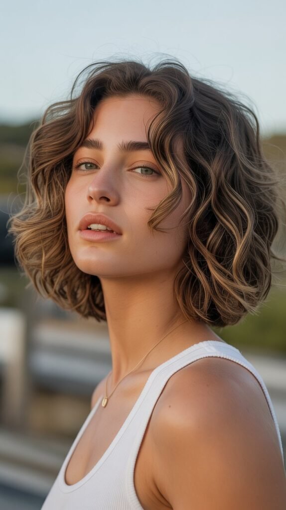 6. Wavy Choppy Bob for Natural Texture