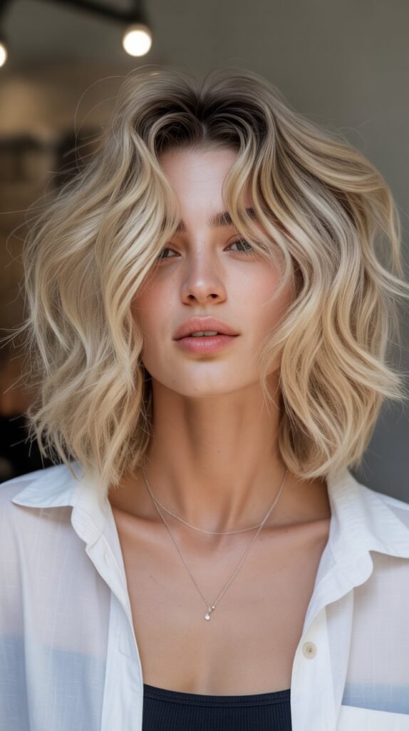 Undone Wavy Long Bob