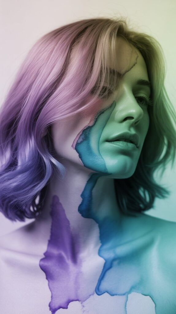 Lilac and Aqua Watercolor Effect