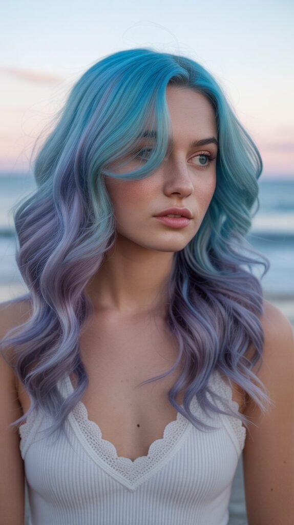 4. Aqua Blue and Lavender Sunset Blend