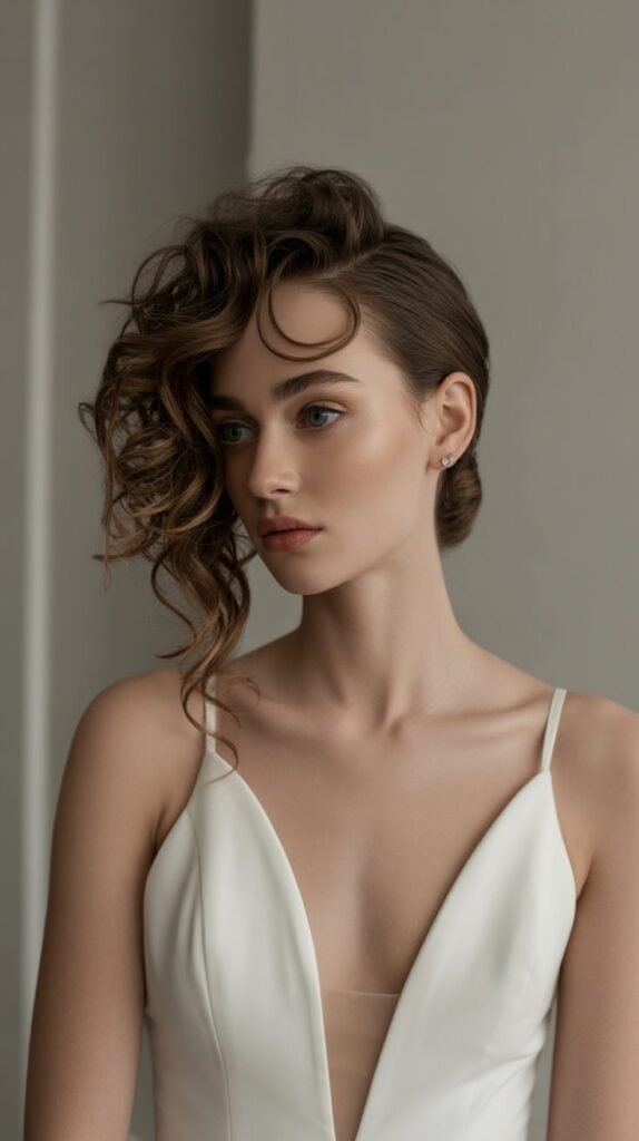 11. Asymmetrical Curly Updo