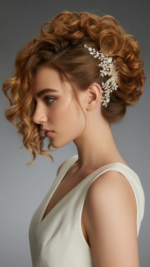 19. Asymmetrical Curly Updo