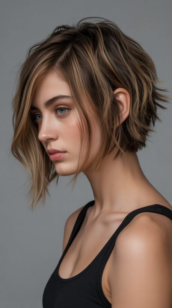 4. Asymmetrical Shaggy Choppy Bob