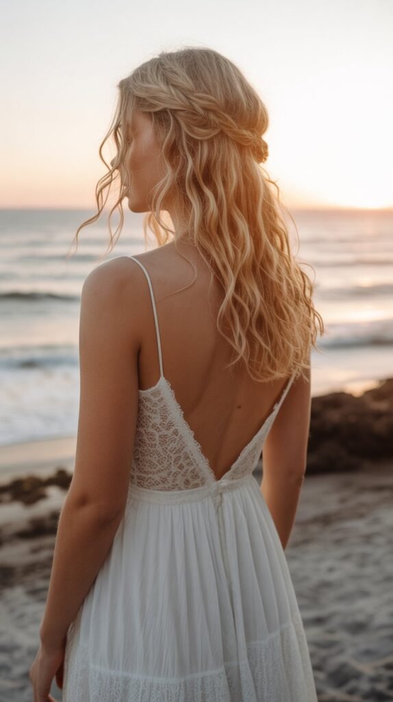 27. Textured Half-Up with Beach Waves
