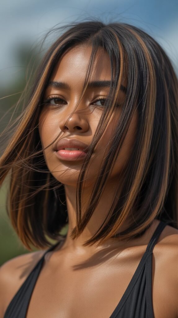 7. Long Bob with Highlights