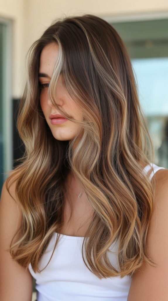 2. Warm Caramel Highlights: Blending Grey with Brightness