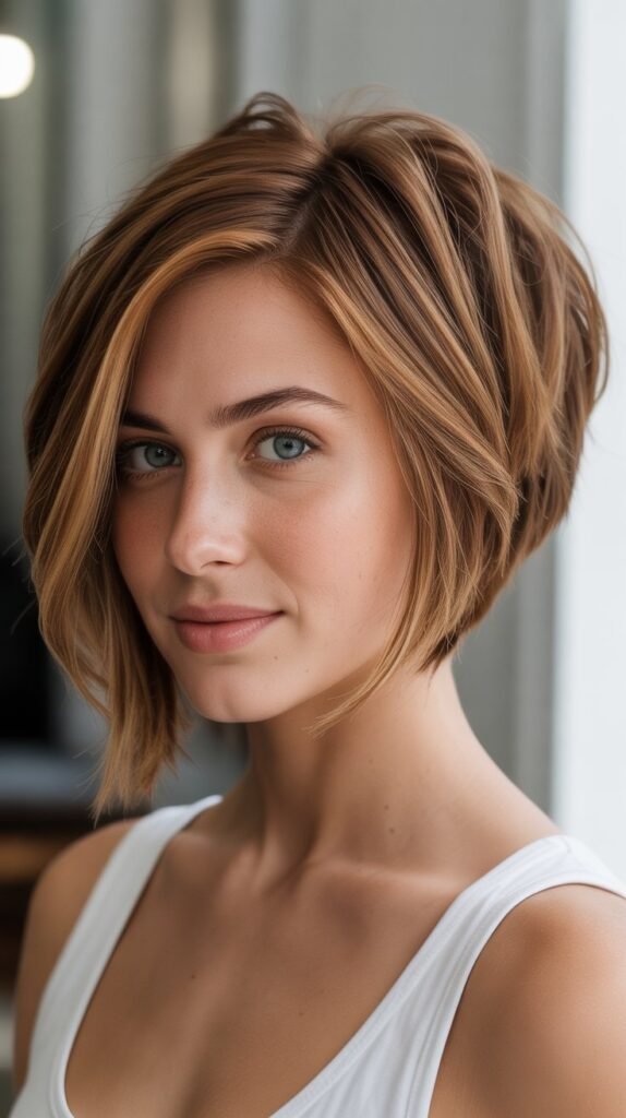 24. Stacked Bob with Face-Framing Layers