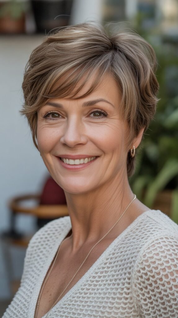 17. Layered Pixie with Long Bangs