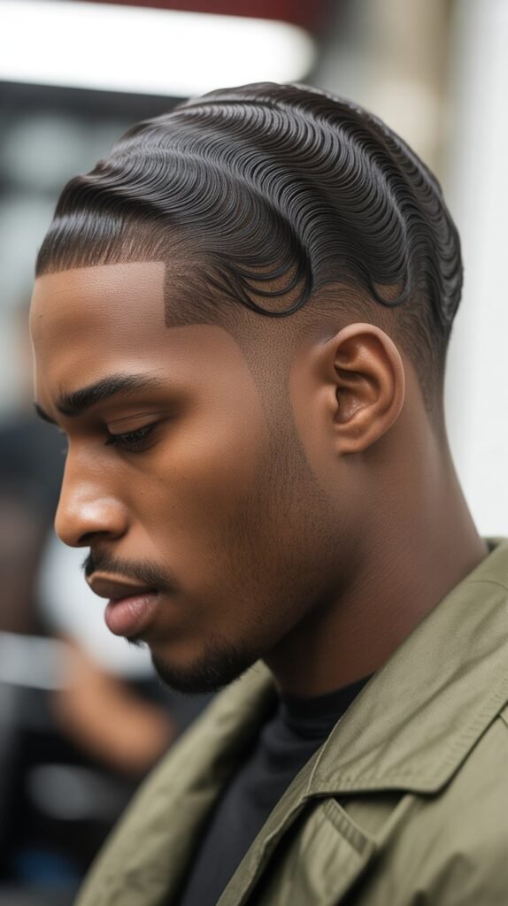 16. Low Taper Fade with Finger Waves