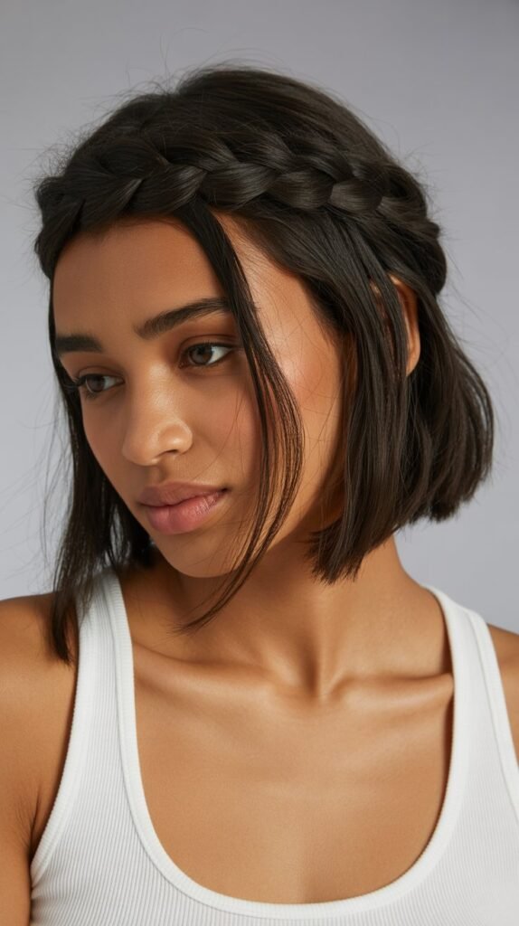 25. Long Bob with Crown Braid