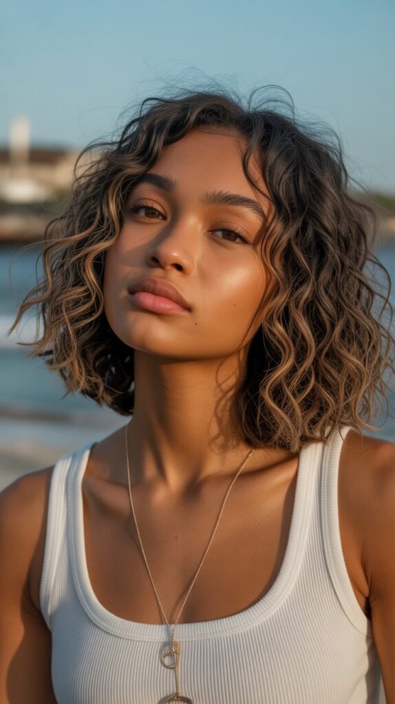 9. Textured Wavy Long Bob