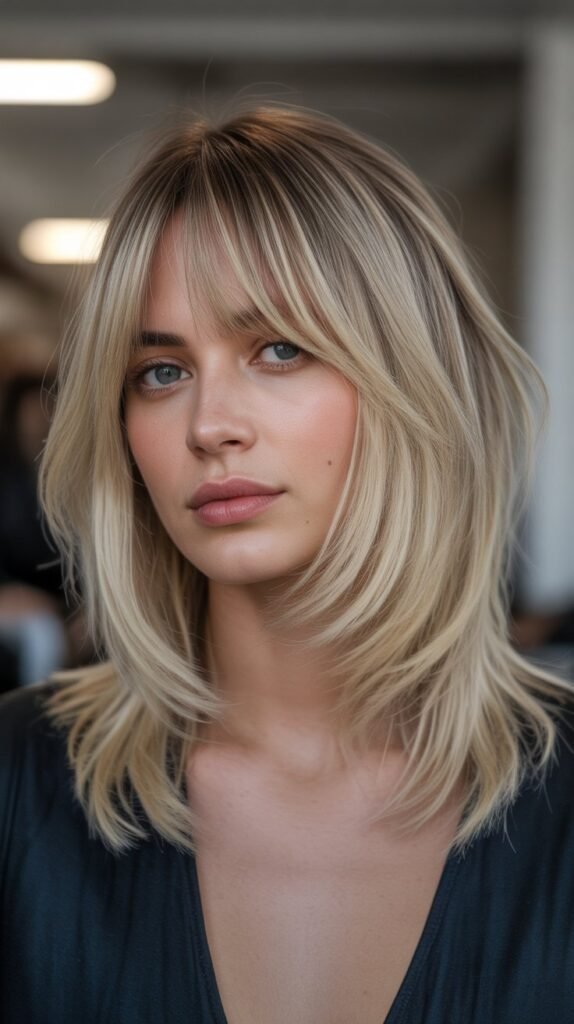 22. Dimensional Long Bob with Dimensional Bangs