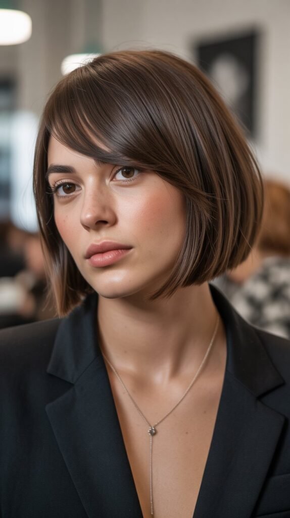 15. Bob with Side-Swept Bangs