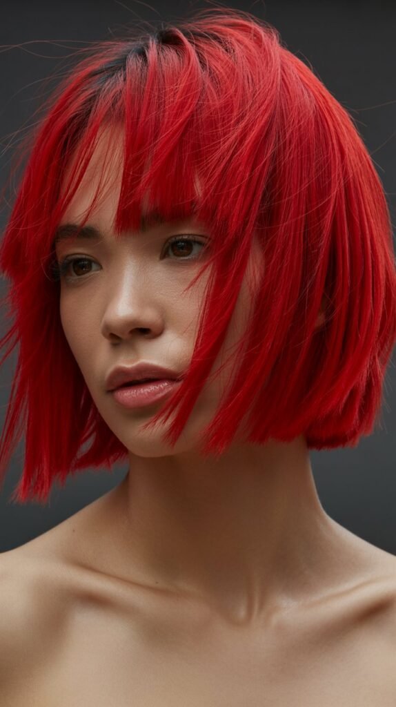 26. Choppy Bob with Bold Color (Red, Blue, or Purple)