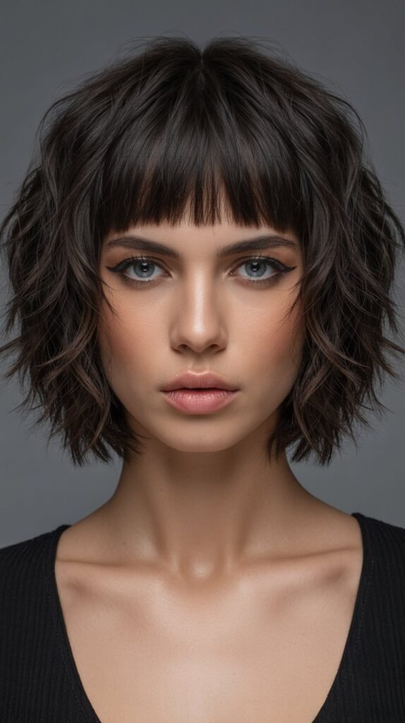  Choppy Bob with Straight-Across Bangs