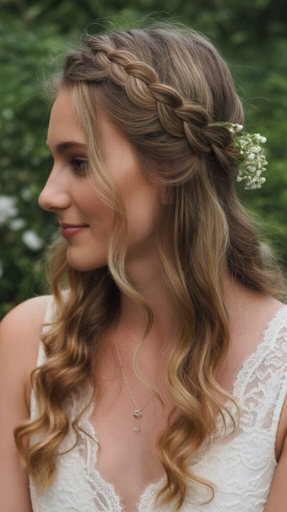 2. Braided Crown Half-Up