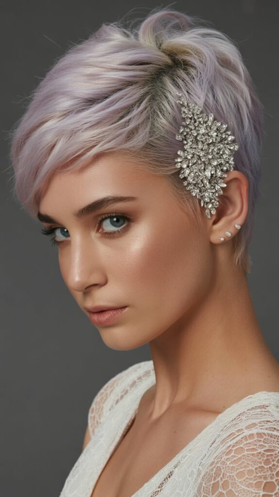 16. Textured Pixie with Bold Accessories