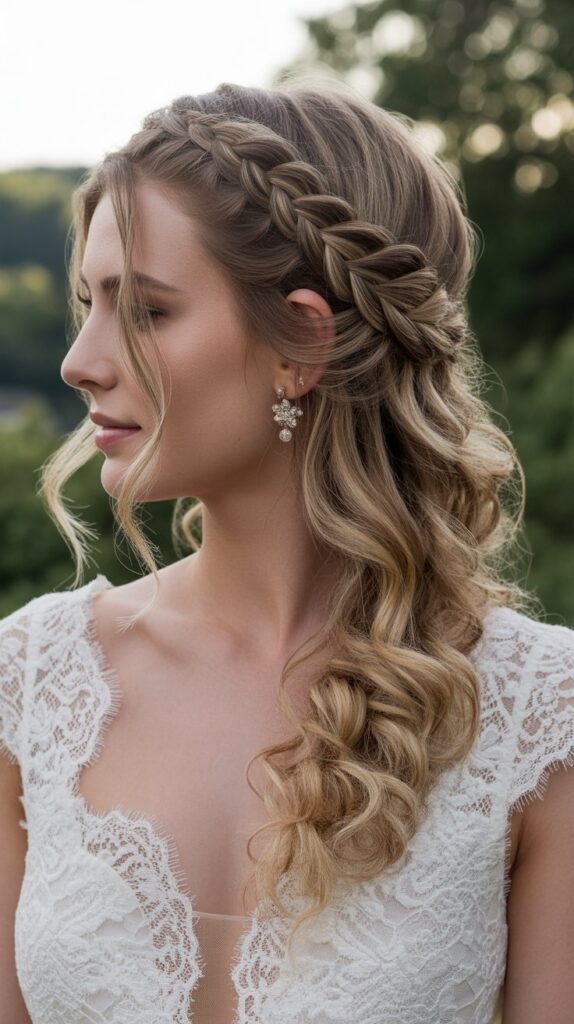 4. Romantic Waterfall Braid Half-Up