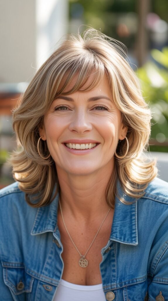 33. Layered Medium Cut with Highlighted Fringe