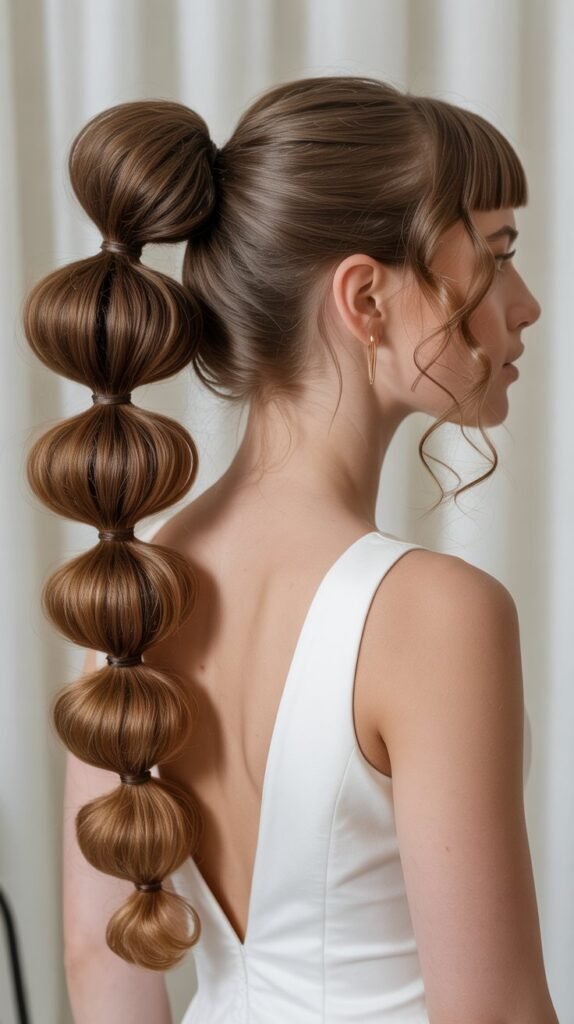 27. Bubble Ponytail with Defined Curls
